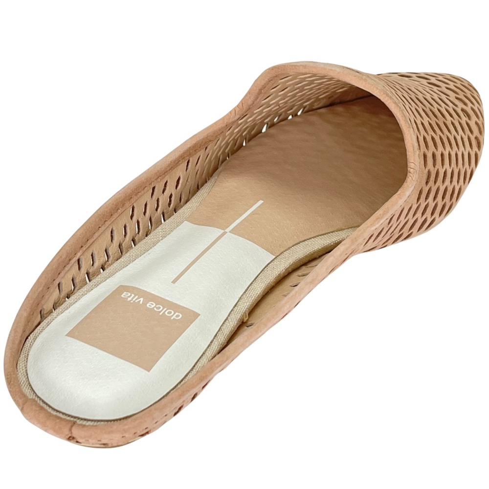 Dolce Vita Grant Tan Perforated Nubuck Leather Womens Flat Mules Size 6M - Picture 12 of 15